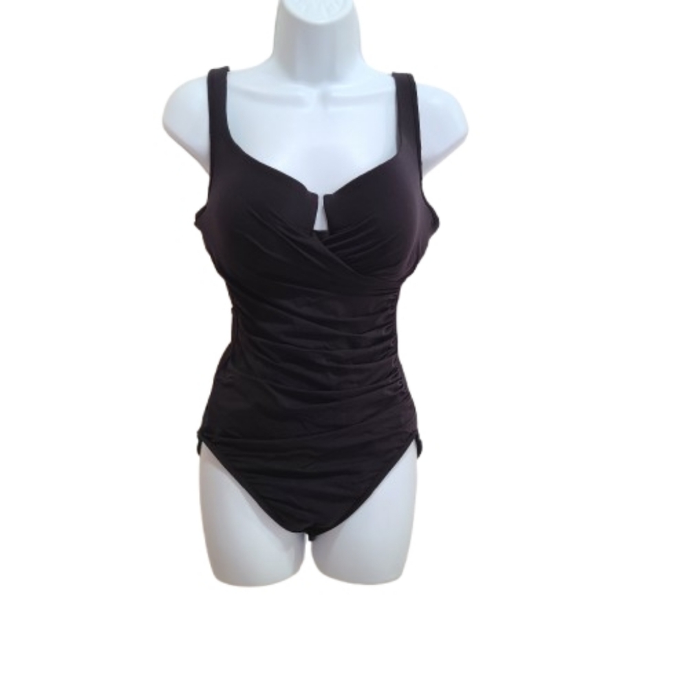 Miraclesuit Escape One Piece Elegant Black Swimsuit Ruching Compression